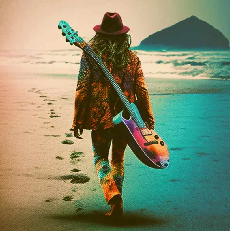 Musician takes a beach break