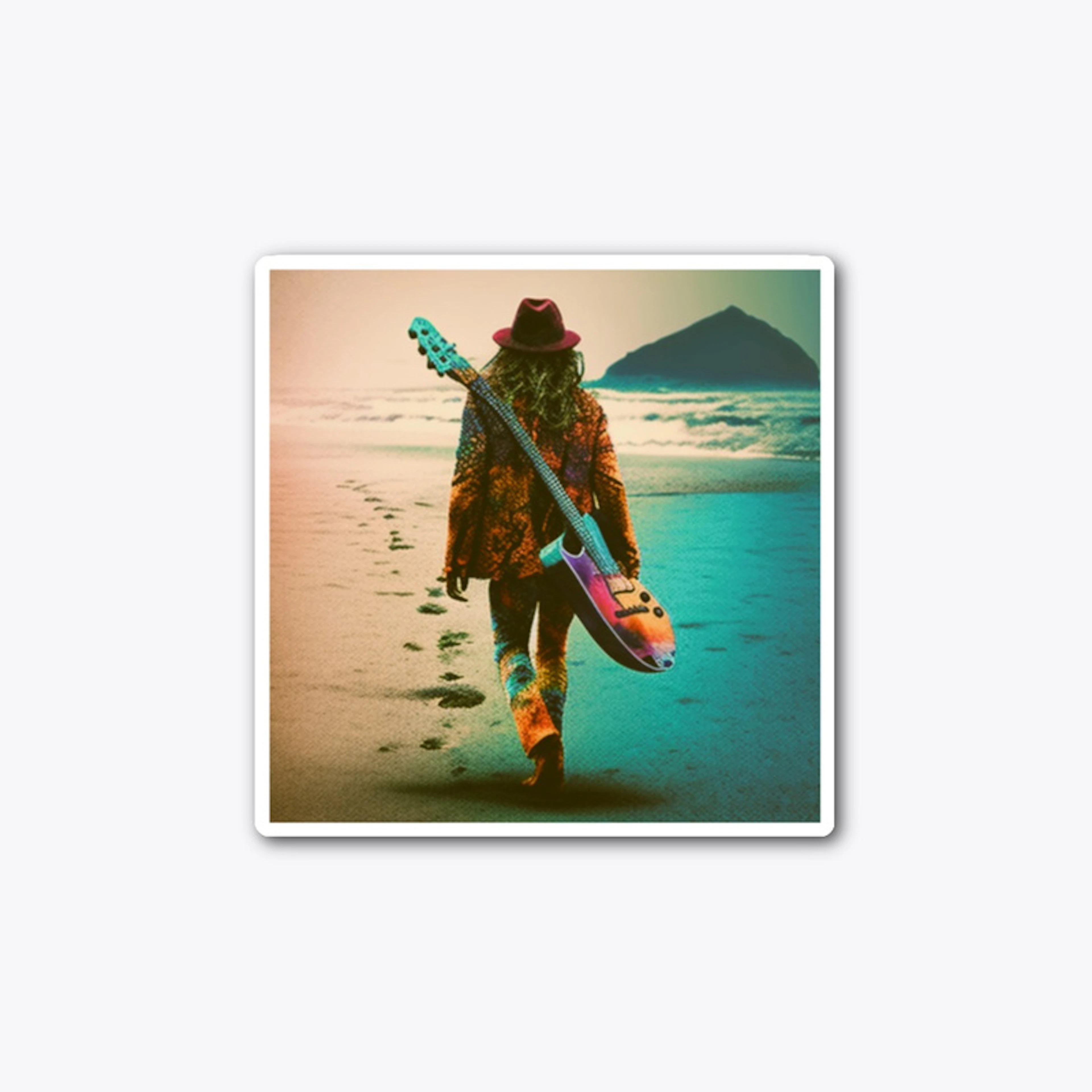 Musician On The Beach Sticker